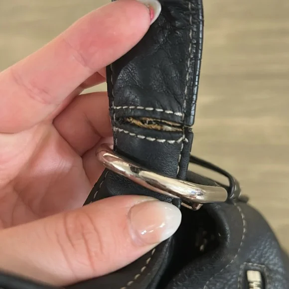 Coach F15064 Black Pebbled Leather Shoulder Bag Hobo Bag Purse - Picture 8 of 15